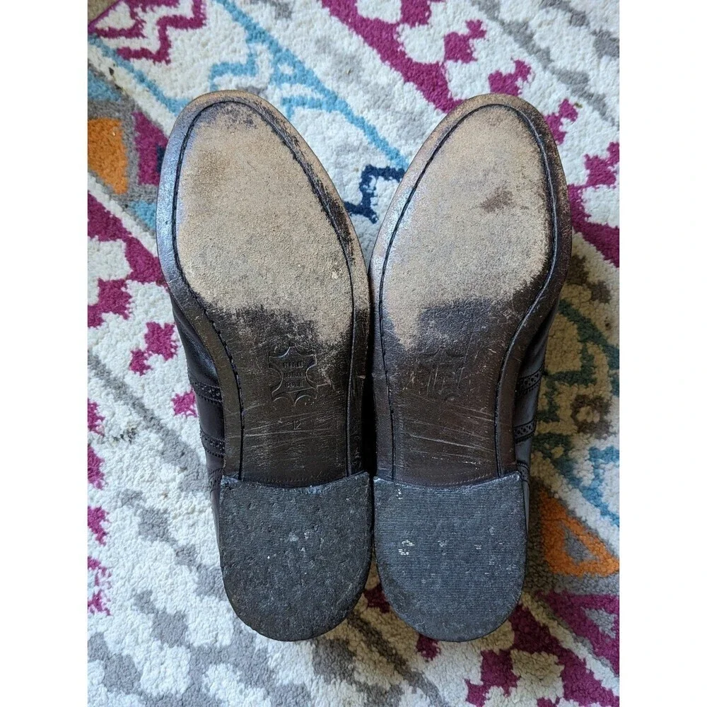 Old‎ Money Quiet Luxury Black Wingtip Oxford Shoes Oakton Leather Men's 12D